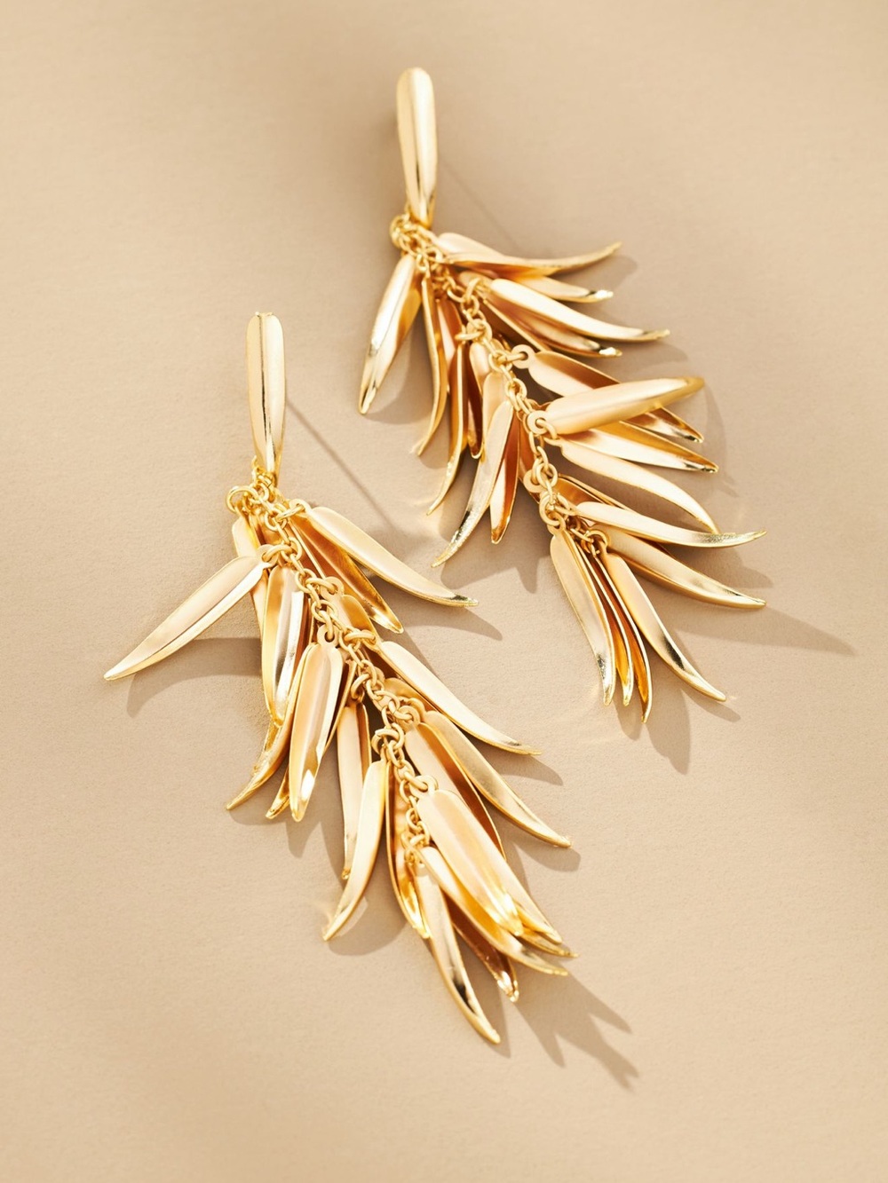 Anthropologie Gold Leaf Drop Earrings - Women Jewelry